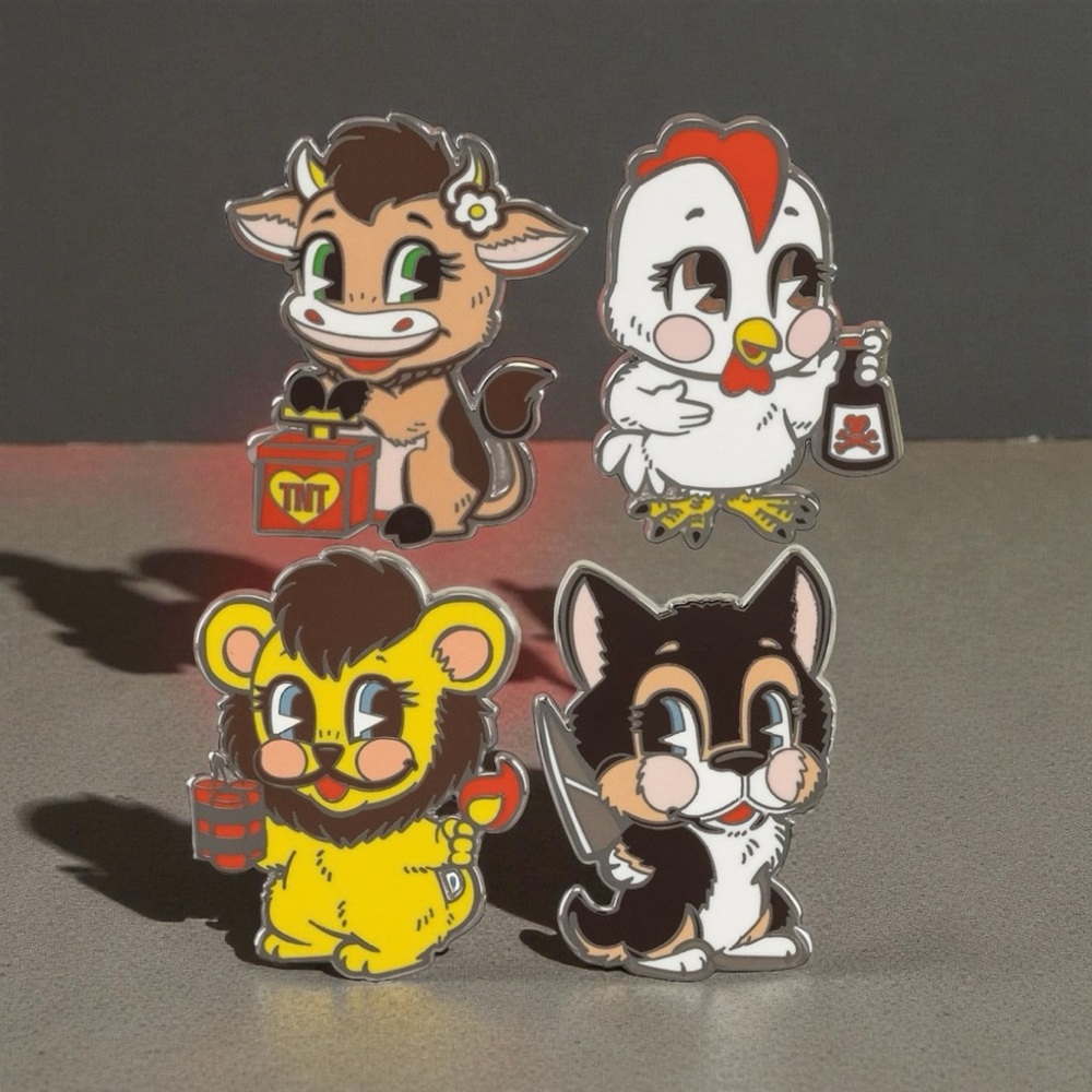 Funko Loungefly Villainous Valentines Day Animals Enamel Pin Set 4 Piece NWT